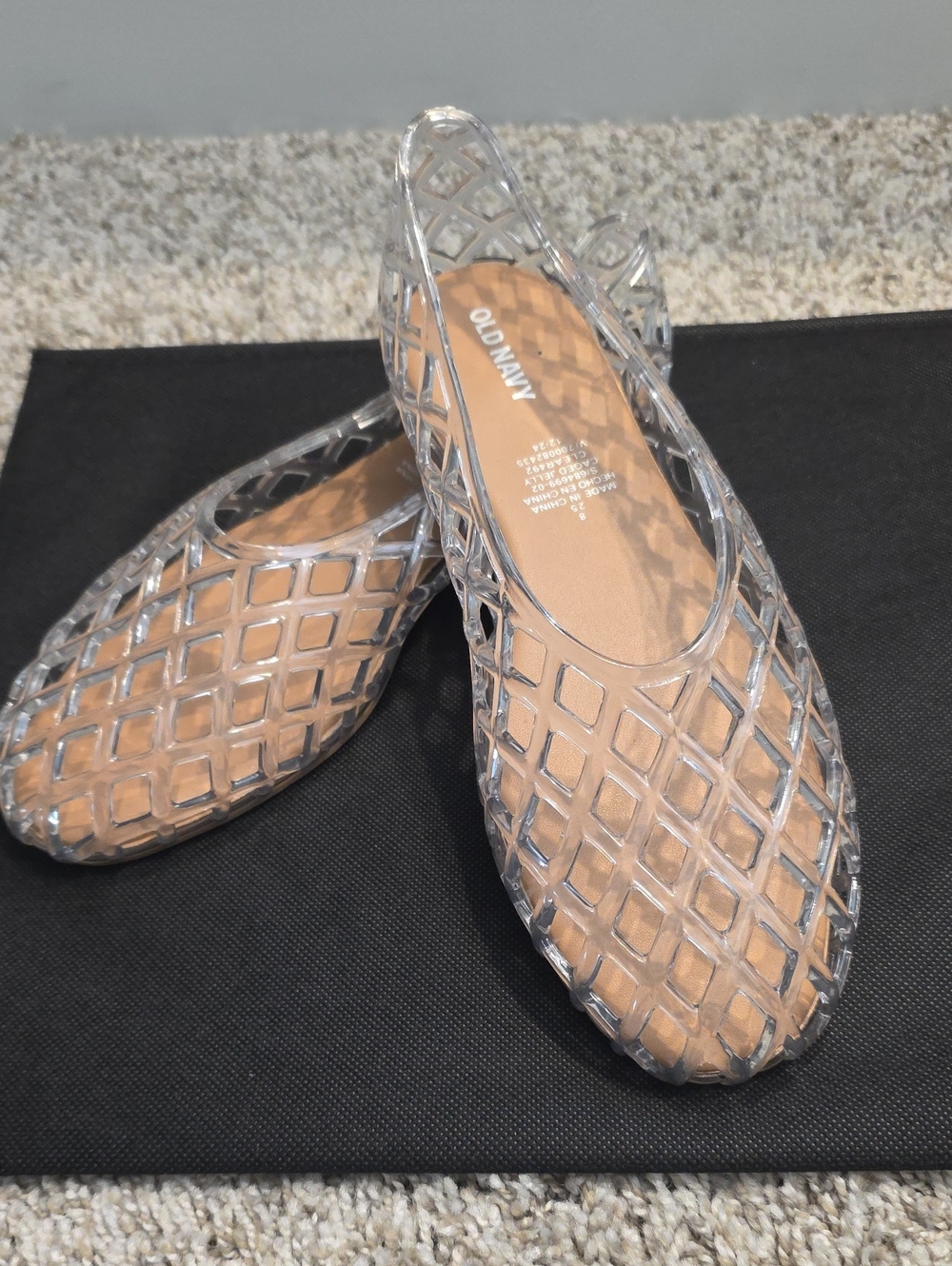 Old Navy Clear Lattice Jelly Flats with Nude Insole